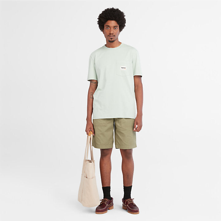 TIMBERLAND COTTON POCKET TEE FOR MEN IN LIGHT GREEN