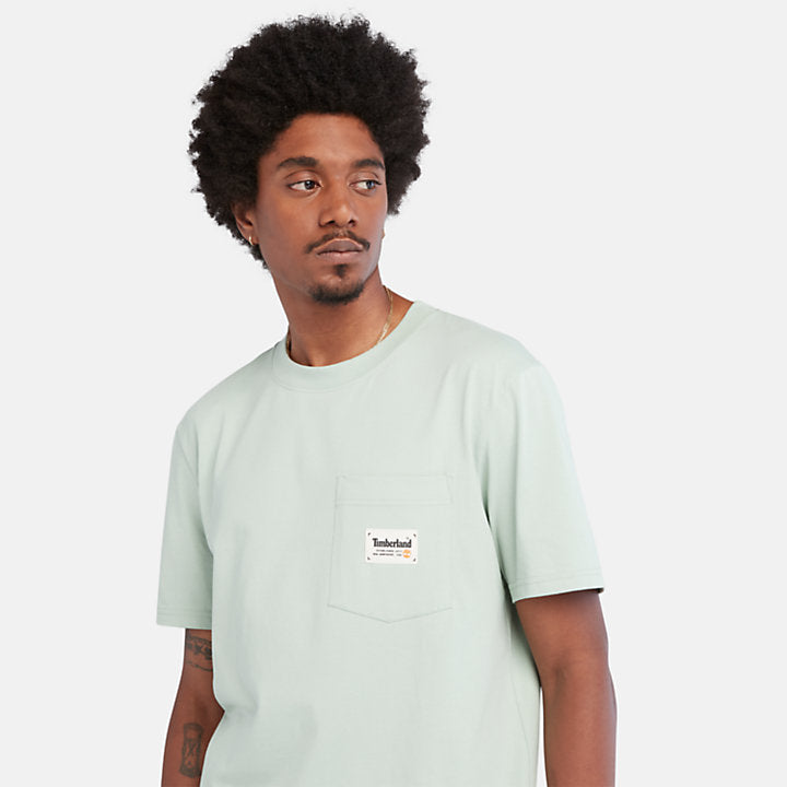 TIMBERLAND COTTON POCKET TEE FOR MEN IN LIGHT GREEN