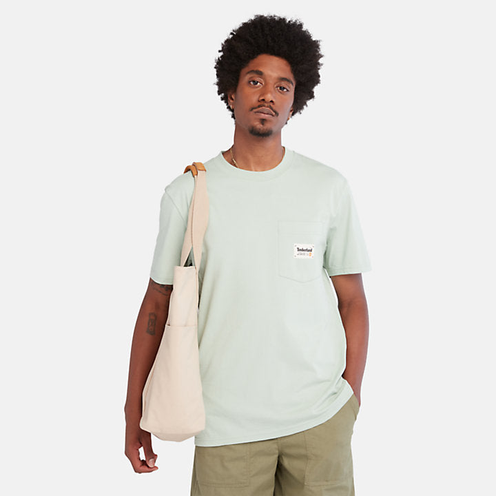 TIMBERLAND COTTON POCKET TEE FOR MEN IN LIGHT GREEN