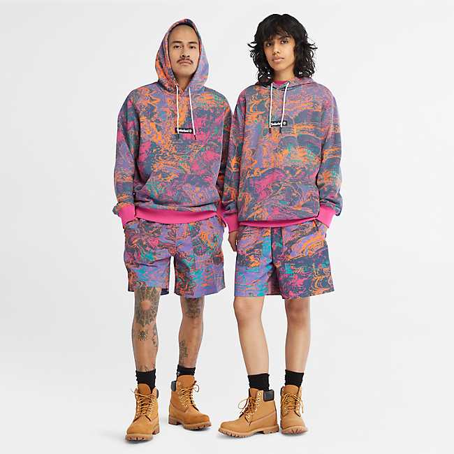 TIMBERLAND PRINTED HOODIE FOR ALL GENDER IN SUMMER ROCK PRINT