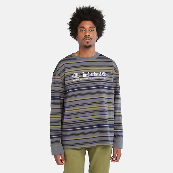 Long-Sleeve Striped Tee For Men In Grey & Blue – Timberland South
