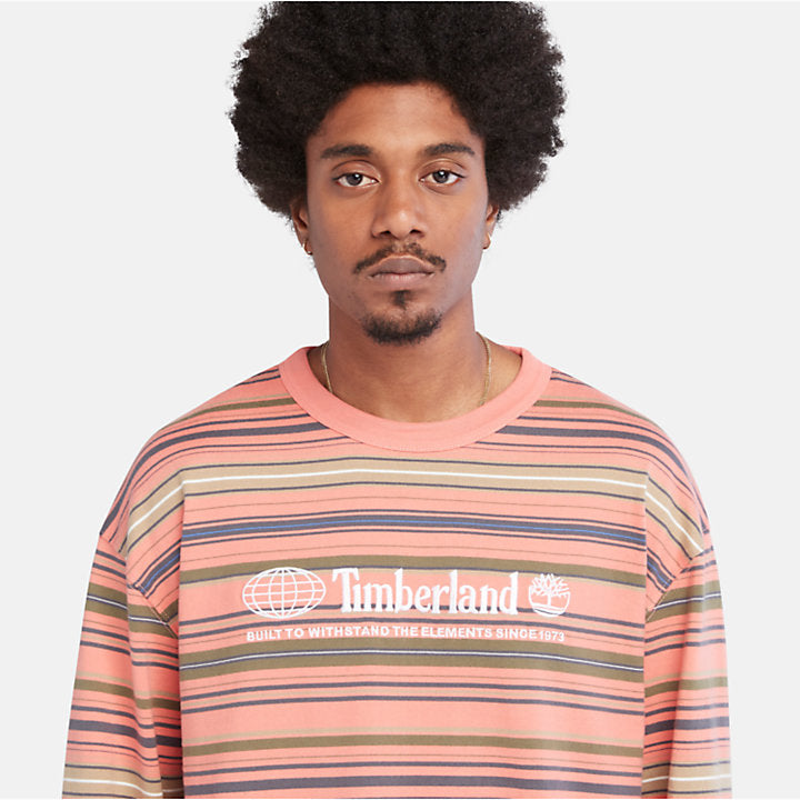 TIMBERLAND LONG-SLEEVE STRIPED TEE FOR MEN IN PINK