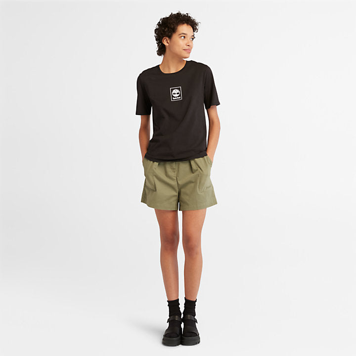 TIMBERLAND STACK LOGO T-SHIRT FOR WOMEN IN BLACK