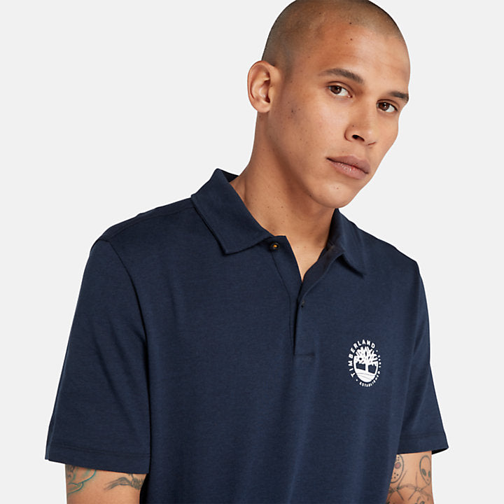 TIMBERLAND LOGO POLO WITH REFIBRA TECHNOLOGY FOR MEN IN NAVY