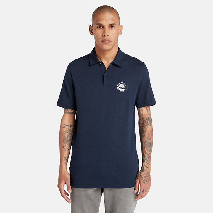 TIMBERLAND LOGO POLO WITH REFIBRA TECHNOLOGY FOR MEN IN NAVY
