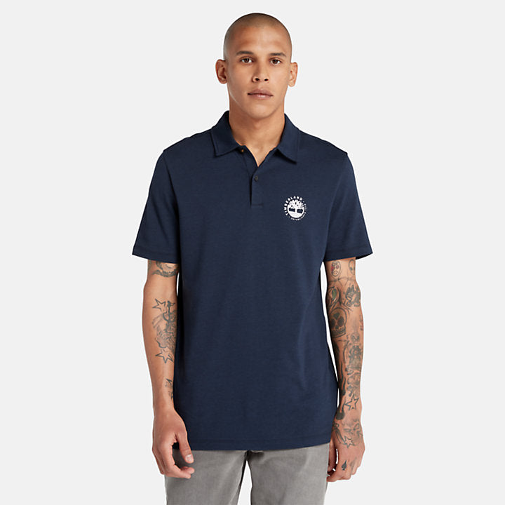 TIMBERLAND LOGO POLO WITH REFIBRA TECHNOLOGY FOR MEN IN NAVY