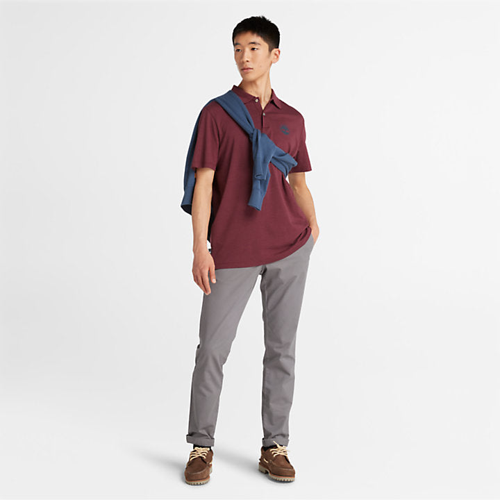 TIMBERLAND LOGO POLO WITH REFIBRA TECHNOLOGY FOR MEN IN BURGUNDY
