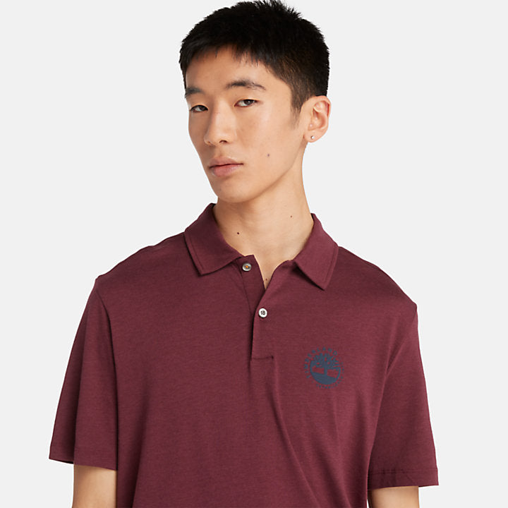 TIMBERLAND LOGO POLO WITH REFIBRA TECHNOLOGY FOR MEN IN BURGUNDY