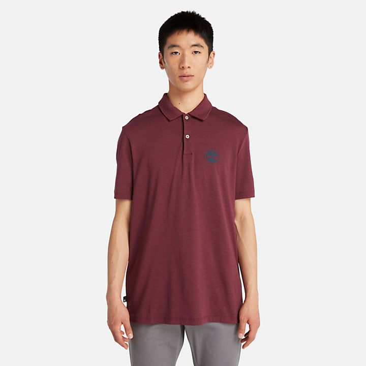 TIMBERLAND LOGO POLO WITH REFIBRA TECHNOLOGY FOR MEN IN BURGUNDY