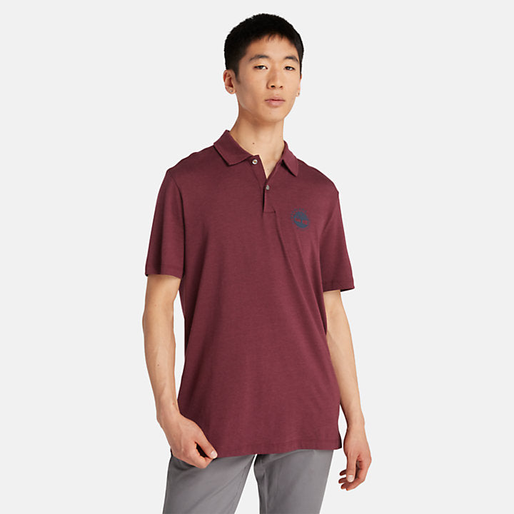 TIMBERLAND LOGO POLO WITH REFIBRA TECHNOLOGY FOR MEN IN BURGUNDY