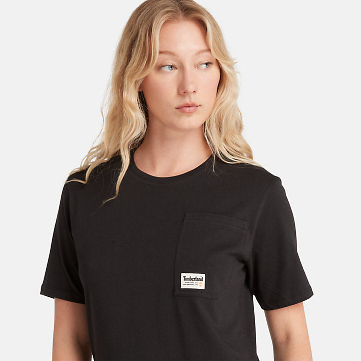 TIMBERLAND ANGLED POCKET T-SHIRT FOR WOMEN IN BLACK