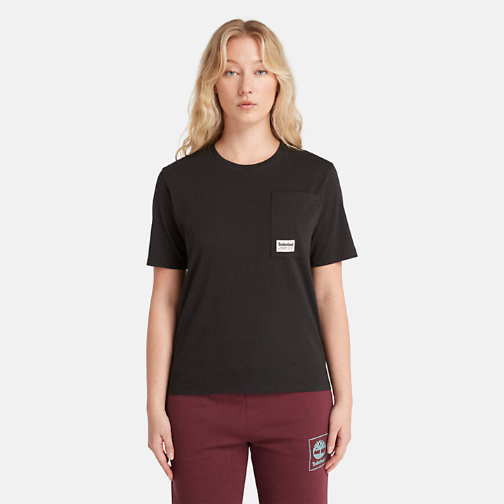 TIMBERLAND ANGLED POCKET T-SHIRT FOR WOMEN IN BLACK