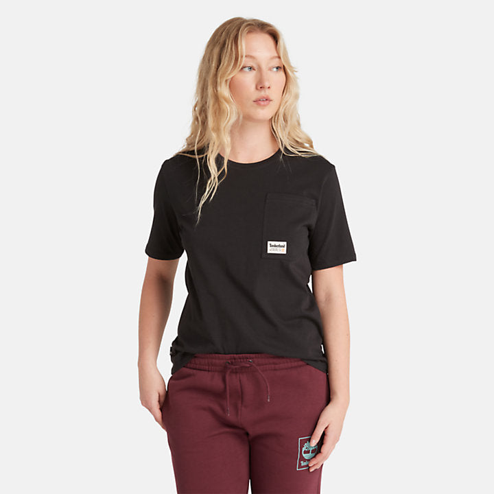TIMBERLAND ANGLED POCKET T-SHIRT FOR WOMEN IN BLACK