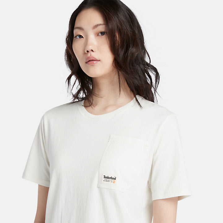 TIMBERLAND ANGLED POCKET T-SHIRT FOR WOMEN IN WHITE