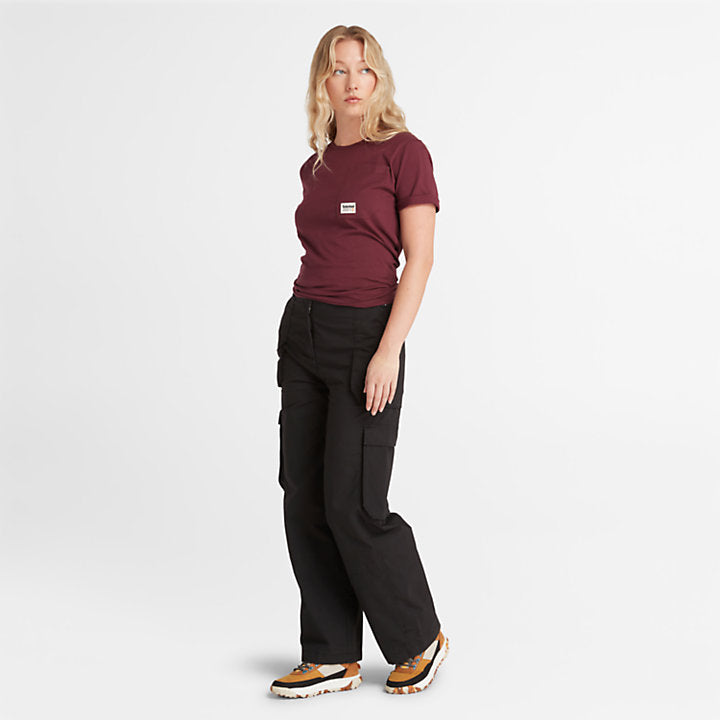 TIMBERLAND ANGLED POCKET T-SHIRT FOR WOMEN IN BURGUNDY