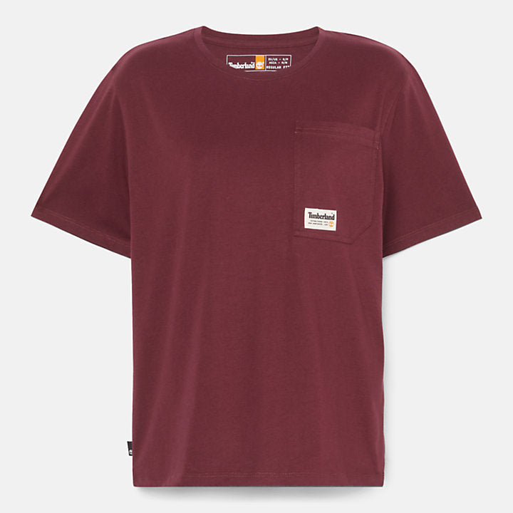 TIMBERLAND ANGLED POCKET T-SHIRT FOR WOMEN IN BURGUNDY