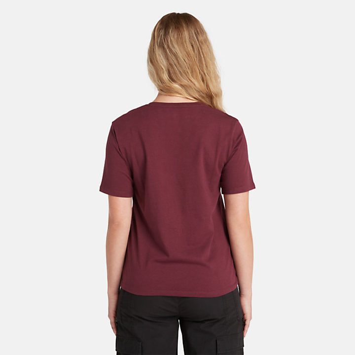 TIMBERLAND ANGLED POCKET T-SHIRT FOR WOMEN IN BURGUNDY
