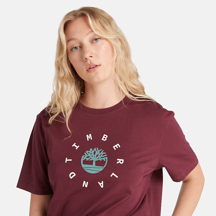 TIMBERLAND SEASONAL LOGO T-SHIRT FOR WOMEN IN BURGUNDY