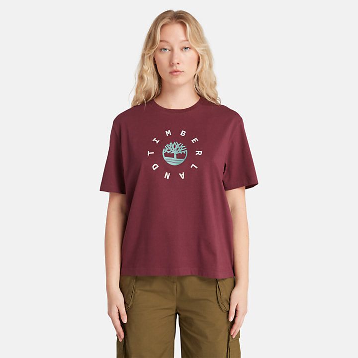 TIMBERLAND SEASONAL LOGO T-SHIRT FOR WOMEN IN BURGUNDY