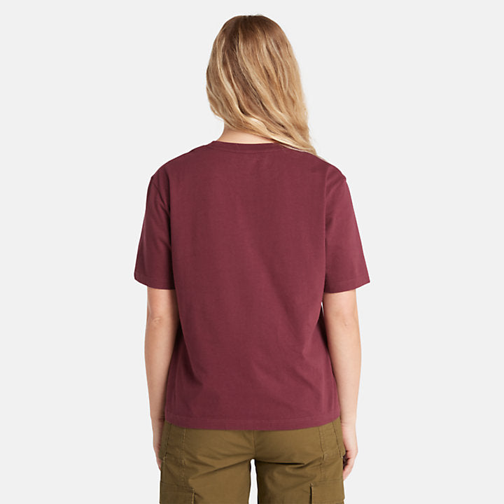 TIMBERLAND SEASONAL LOGO T-SHIRT FOR WOMEN IN BURGUNDY