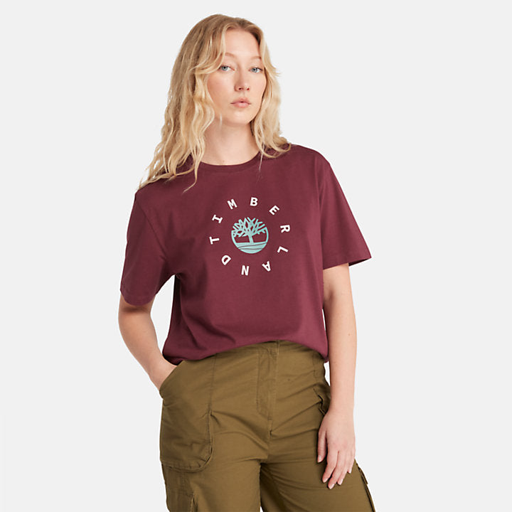 TIMBERLAND SEASONAL LOGO T-SHIRT FOR WOMEN IN BURGUNDY
