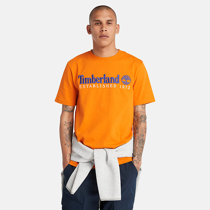 TIMBERLAND EST. 1973 CREW T-SHIRT FOR MEN IN ORANGE